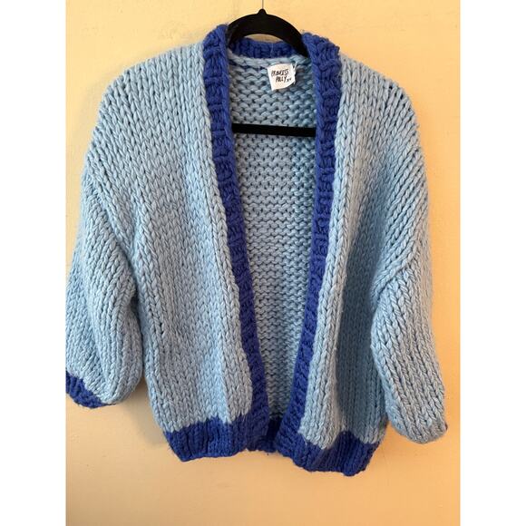 Polly Princess Color-block Two Tone Blue Sweater Size Small - Picture 1 of 7